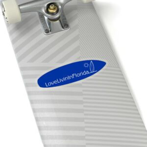 Love Livin In Florida Surfboard Kiss-Cut Stickers. Solid or transparent, up to 6" width.