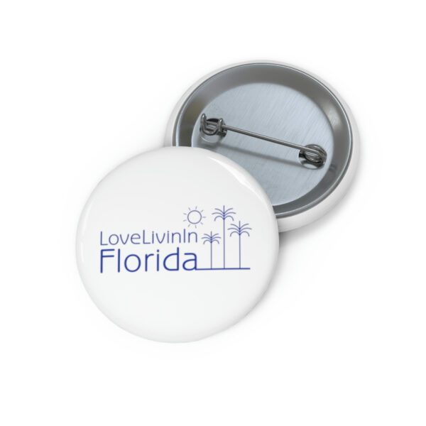 Love Livin In Florida Custom Pin Buttons Palm Trees made from metal, yet lightweight and durable with a strong safety pin